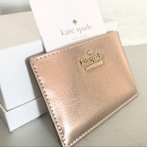 Kate ♠️ rose gold leather card case wallet - Picture 2 of 6